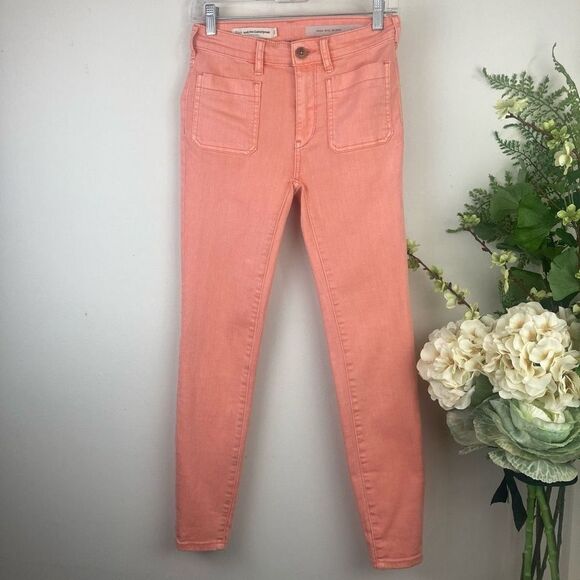 ANTHROPOLOGIE Pilcro High-Rise Skinny Jeans | ankle length pants | apricot | siz - Picture 1 of 10
